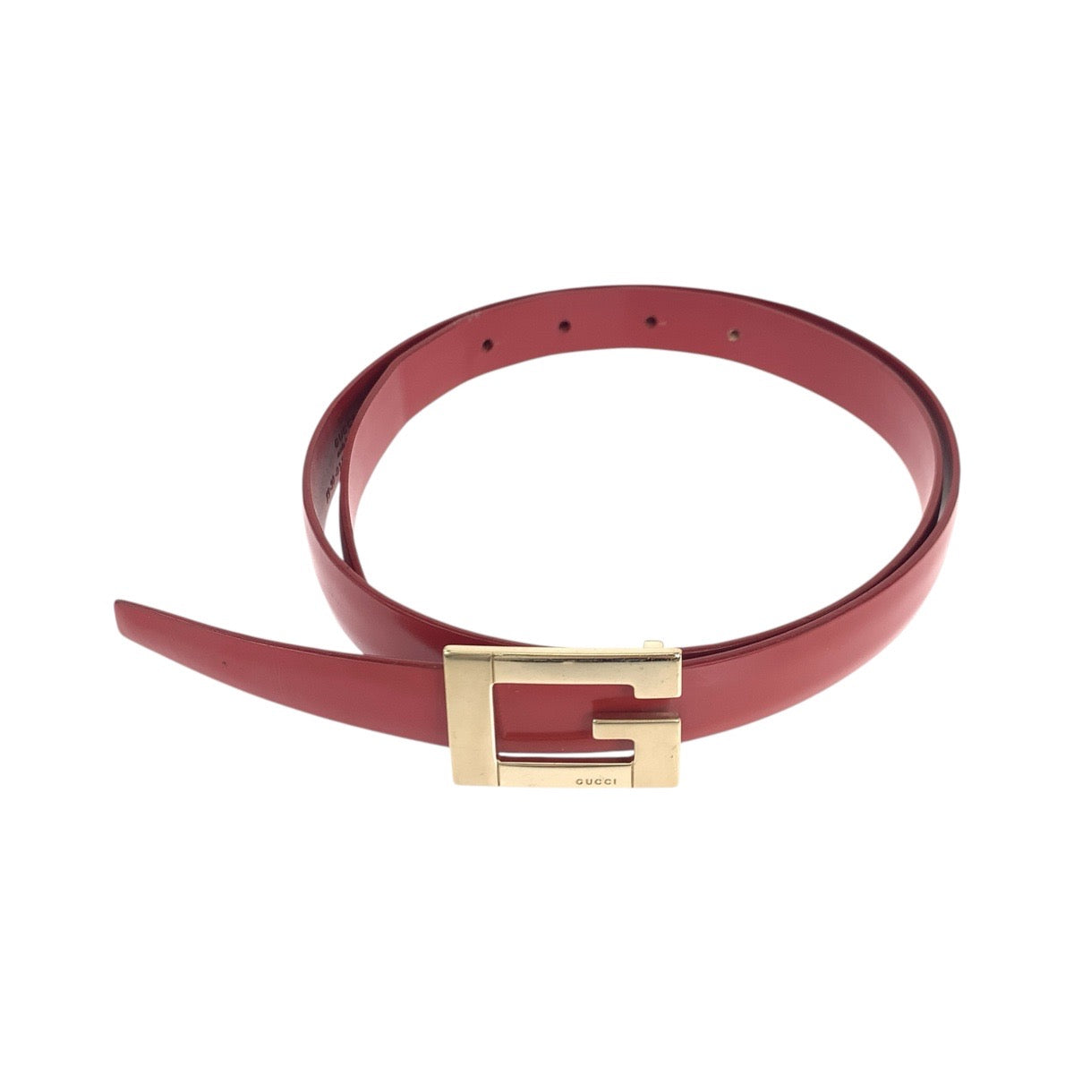 19524
GUCCI グッチ Gバックル レッド ゴールド金具 レザー 037 1766 1429 ベルト  レディース AB13