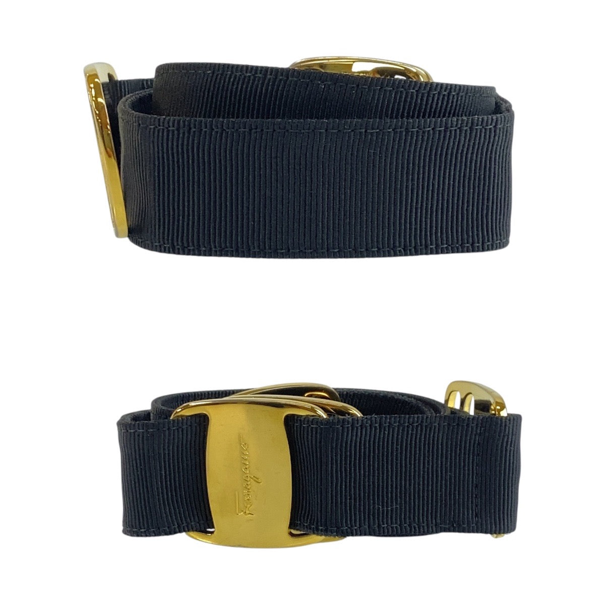 19525
Salvatore Ferragamo サルヴァトーレフェラガモ ヴァラ ブラック 黒 ゴールド金具 キャンバス / メタル 2602 S ベルト  レディース ABP10