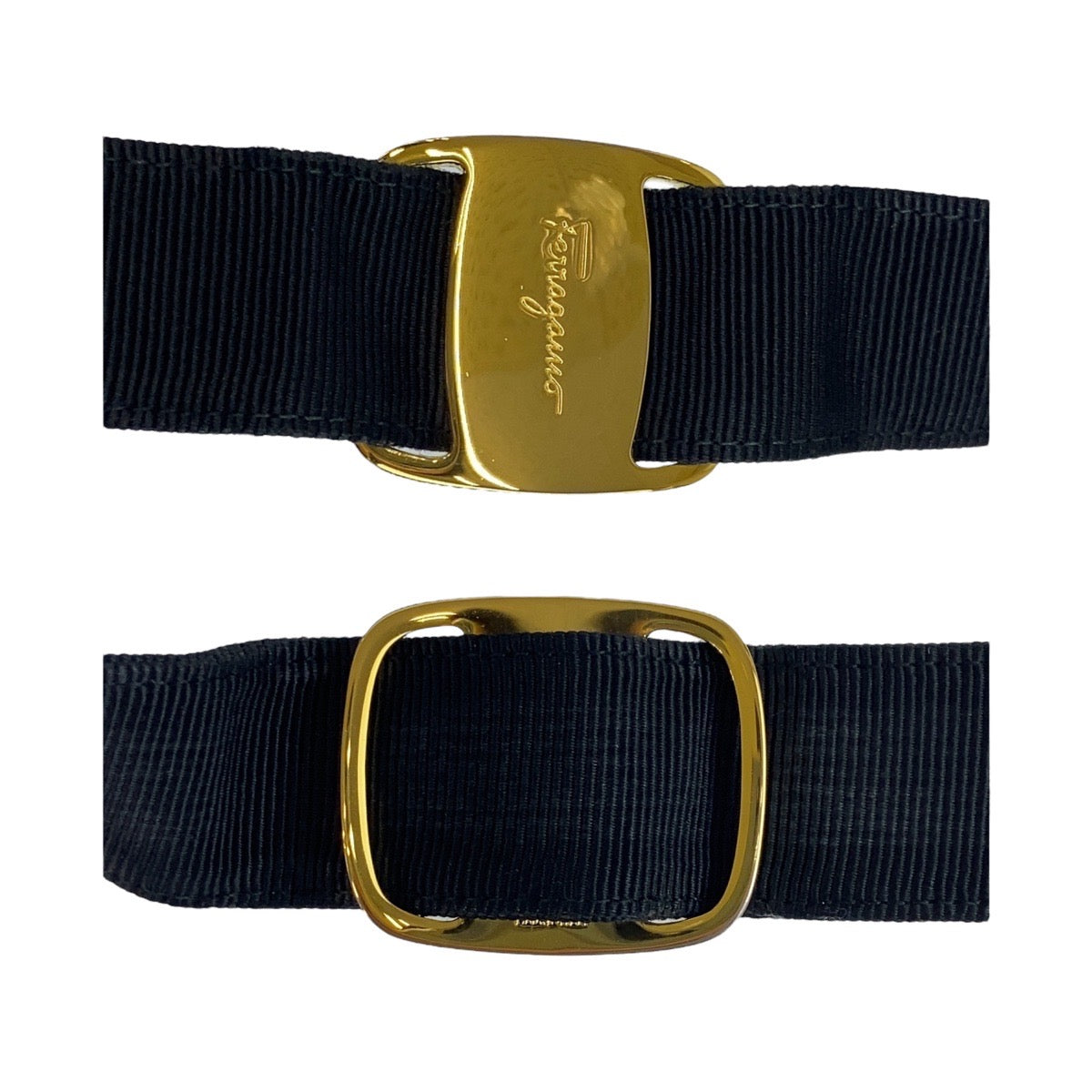 19525
Salvatore Ferragamo サルヴァトーレフェラガモ ヴァラ ブラック 黒 ゴールド金具 キャンバス / メタル 2602 S ベルト  レディース ABP10