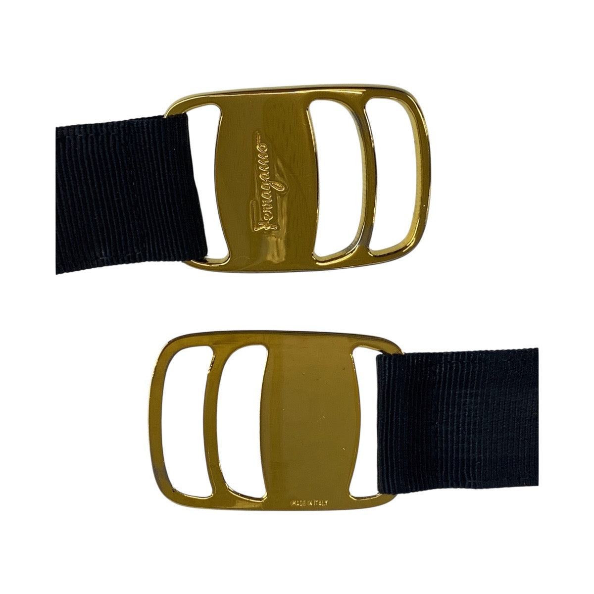 19525
Salvatore Ferragamo サルヴァトーレフェラガモ ヴァラ ブラック 黒 ゴールド金具 キャンバス / メタル 2602 S ベルト  レディース ABP10