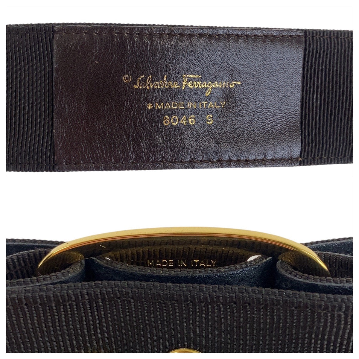 19526
Salvatore Ferragamo サルヴァトーレフェラガモ ヴァラリボン 68cm/Sサイズ ダークブラウン ゴールド金具 キャンバス 8046 ベルト レディース ABP13