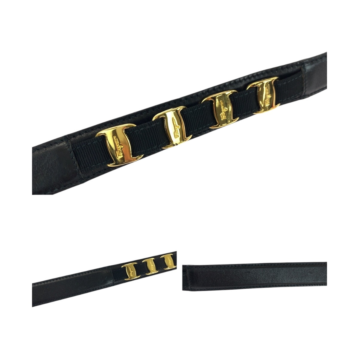 19527
Salvatore Ferragamo サルヴァトーレフェラガモ ブラック 黒 ゴールド金具 レザー 236089 ベルト  レディース ABP15