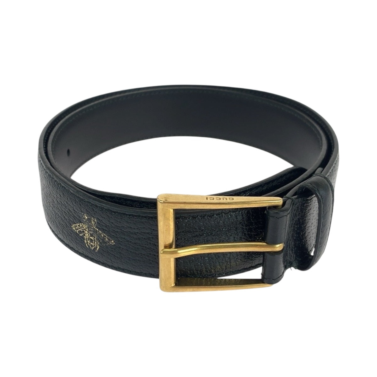 19529
GUCCI グッチ ビー スター ブラック 黒 ゴールド金具 レザー 495125 ベルト 男女兼用  メンズ AB20