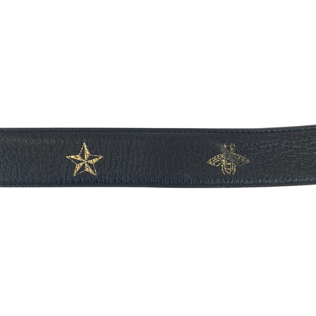 19529
GUCCI グッチ ビー スター ブラック 黒 ゴールド金具 レザー 495125 ベルト 男女兼用  メンズ AB20
