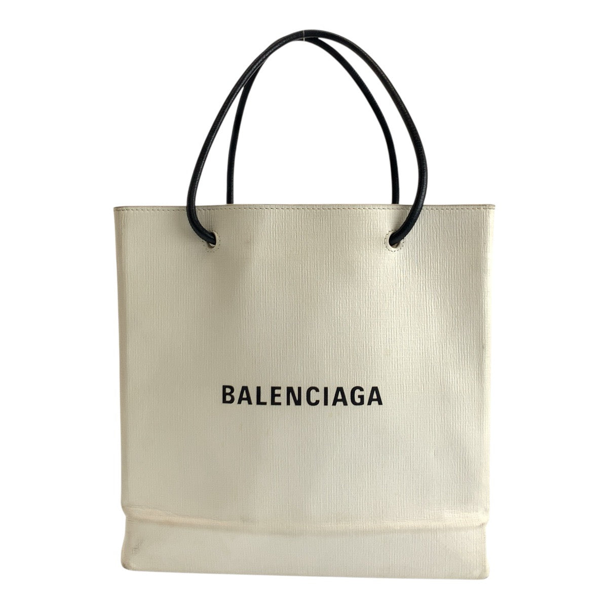 19533
BALENCIAGA バレンシアガ ロゴ ホワイト ブラック シルバー金具 レザー 491660・9060 トートバッグ ハンドバッグ  レディース AB22