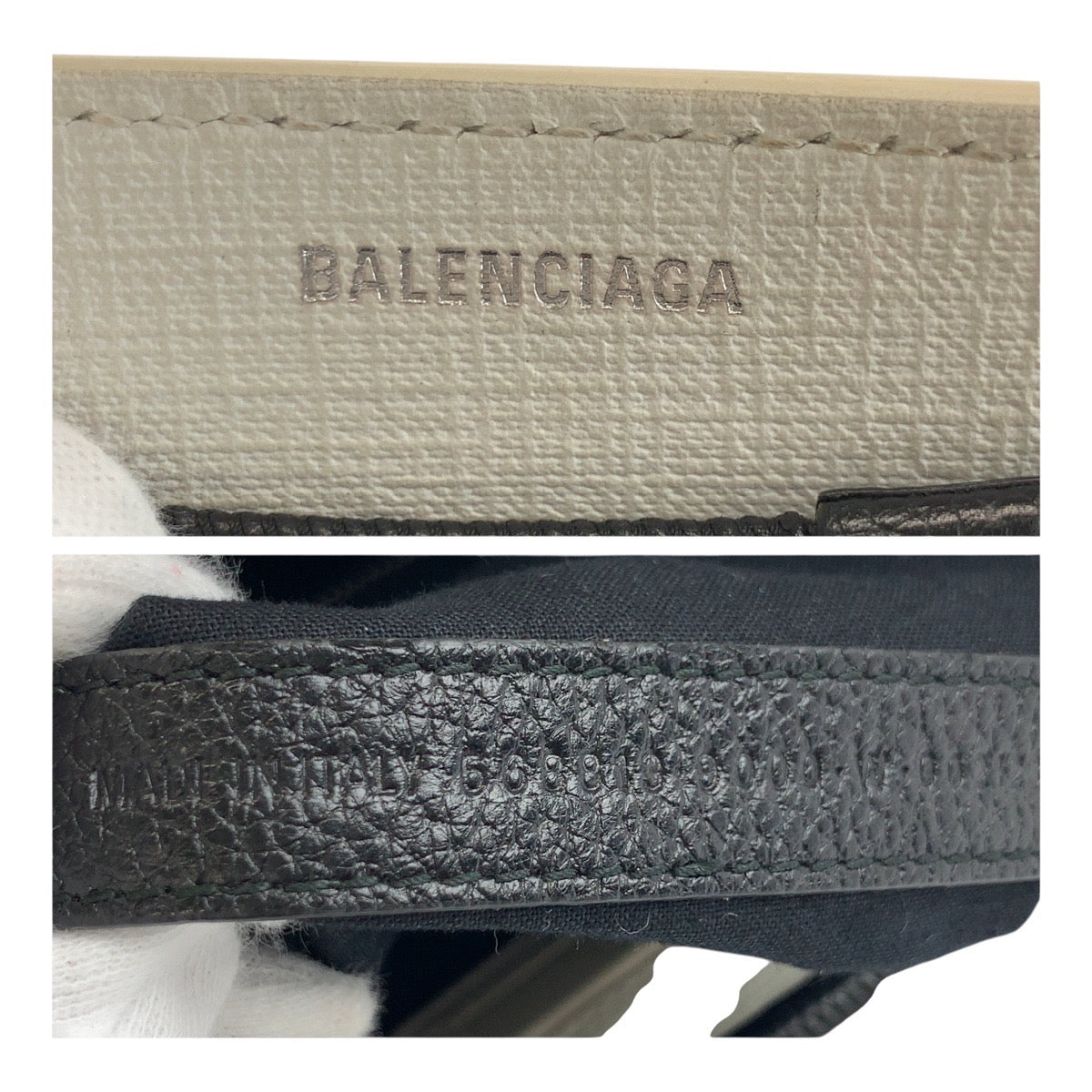 19533
BALENCIAGA バレンシアガ ロゴ ホワイト ブラック シルバー金具 レザー 491660・9060 トートバッグ ハンドバッグ  レディース AB22