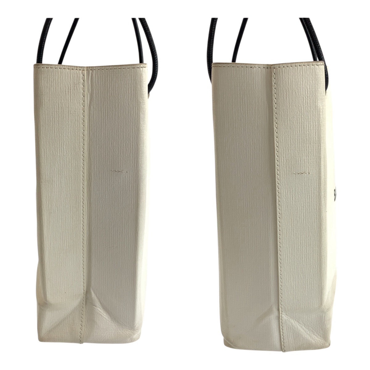 19533
BALENCIAGA バレンシアガ ロゴ ホワイト ブラック シルバー金具 レザー 491660・9060 トートバッグ ハンドバッグ  レディース AB22