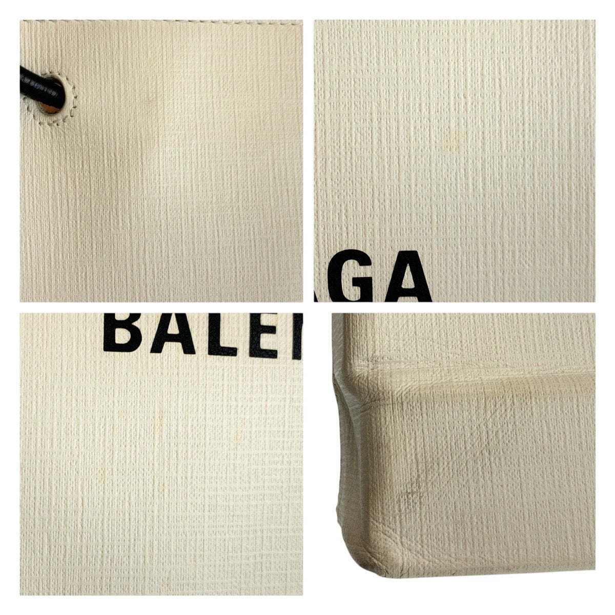 19533
BALENCIAGA バレンシアガ ロゴ ホワイト ブラック シルバー金具 レザー 491660・9060 トートバッグ ハンドバッグ  レディース AB22