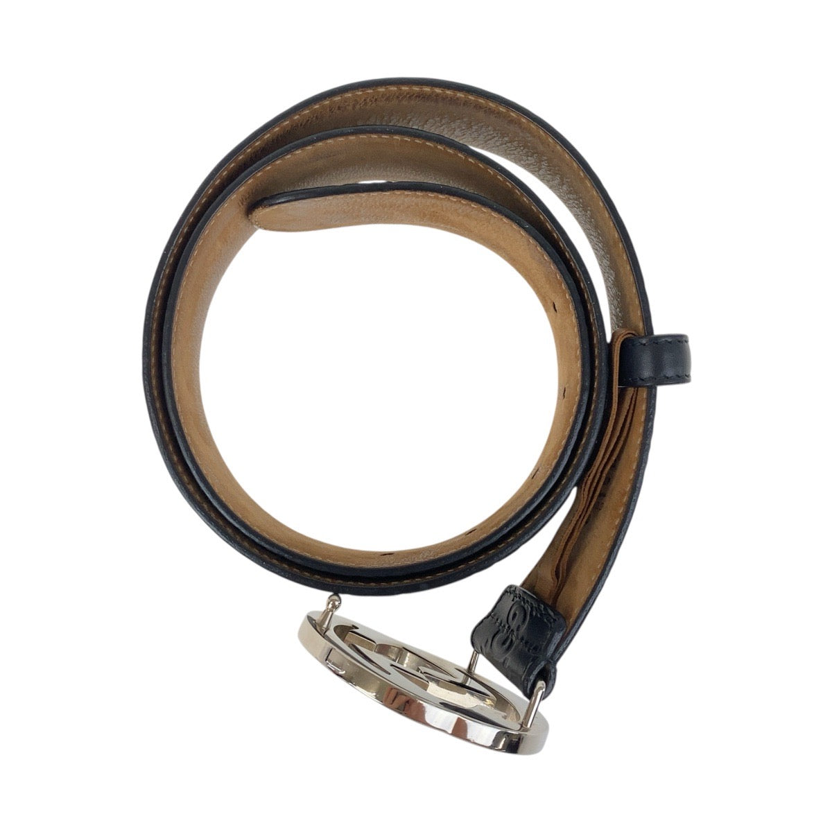 19534
GUCCI グッチ グッチシマ インターロッキング 85cm/34インチ ブラック 黒 シルバー金具 レザー 114924 ベルト  メンズ ABP22