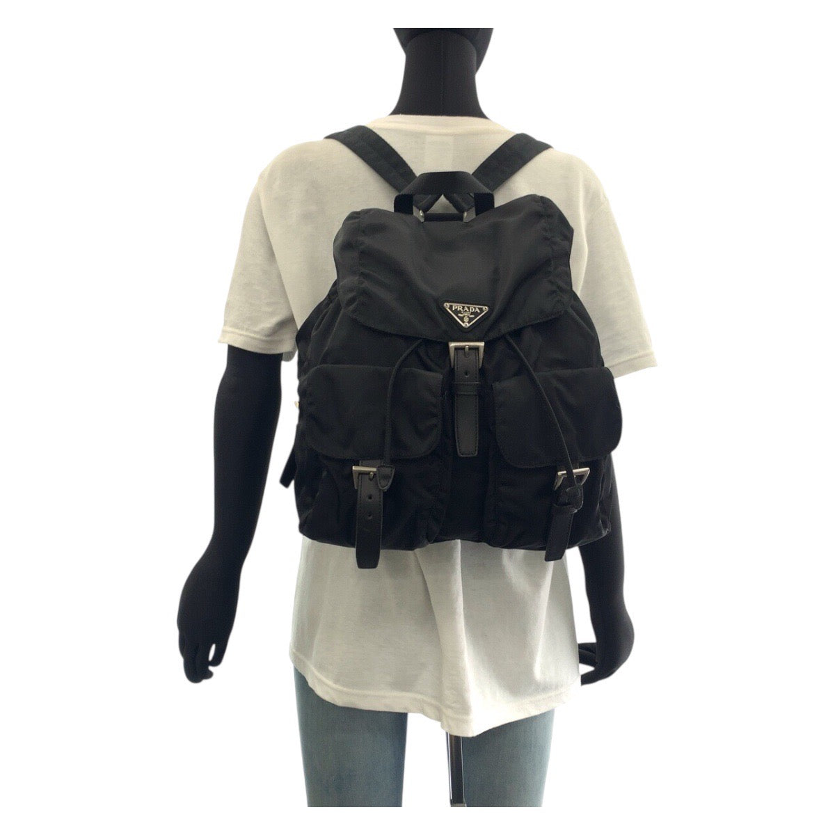 19537
PRADA プラダ テスート レザー ブラック 黒 シルバー金具 ナイロン / レザー リュック・デイパック バックパック レディース ABP52