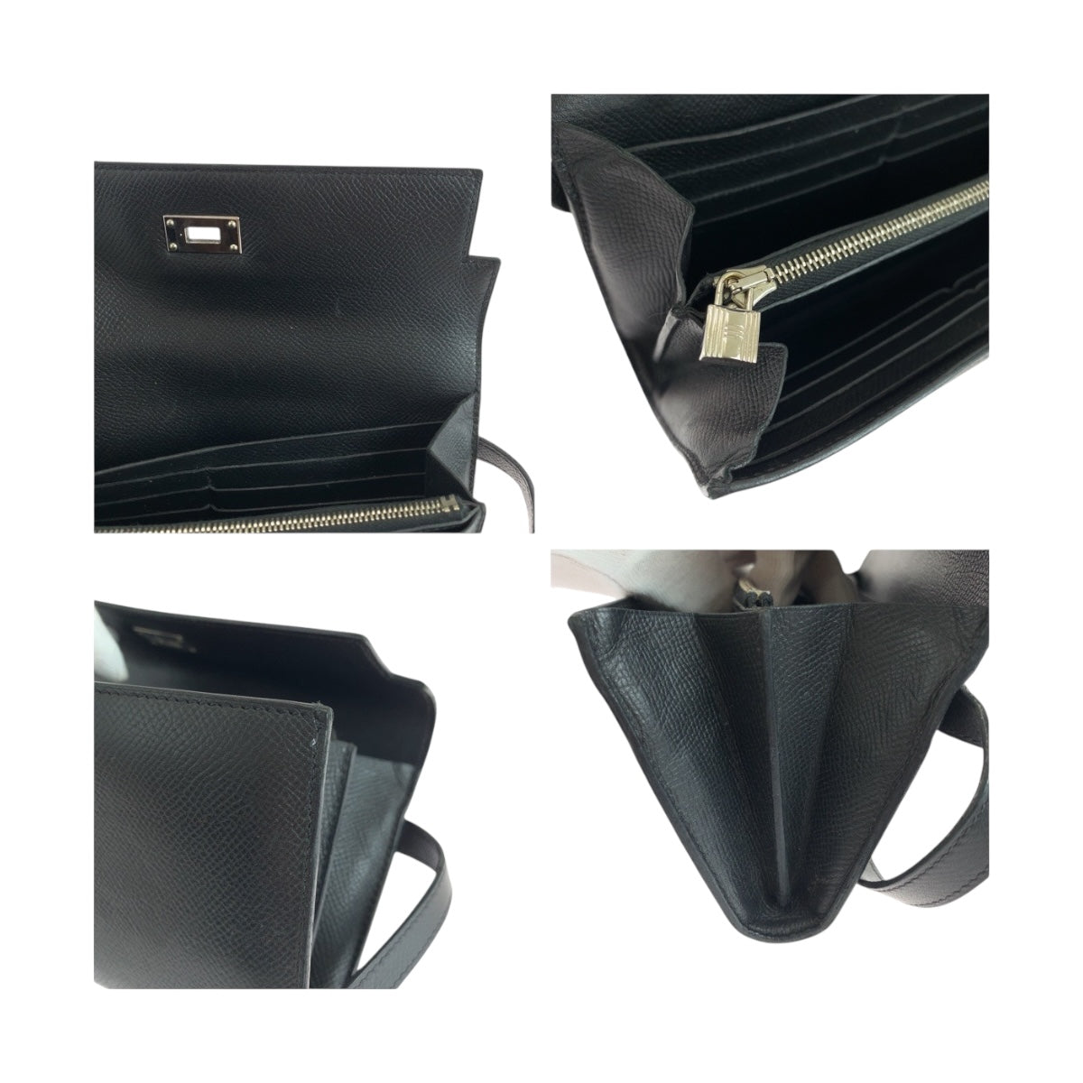 19538
HERMES エルメス ケリーウォレット ブラック 黒 シルバー金具 ヴォーエプソン 長財布 ロングウォレット 男女兼用 ▫︎N刻印  レディース ABP13
