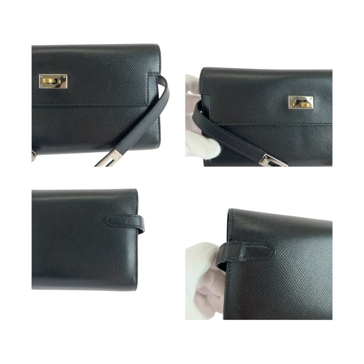 19538
HERMES エルメス ケリーウォレット ブラック 黒 シルバー金具 ヴォーエプソン 長財布 ロングウォレット 男女兼用 ▫︎N刻印  レディース ABP13