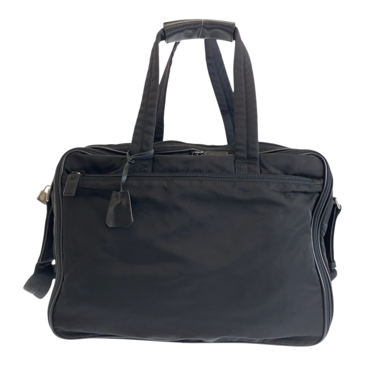 19539
PRADA プラダ テスート 三角ロゴプレート ブラック 黒 シルバー金具 ナイロン  ビジネスバッグ ショルダーバッグ ボストンバッグ  メンズ A62