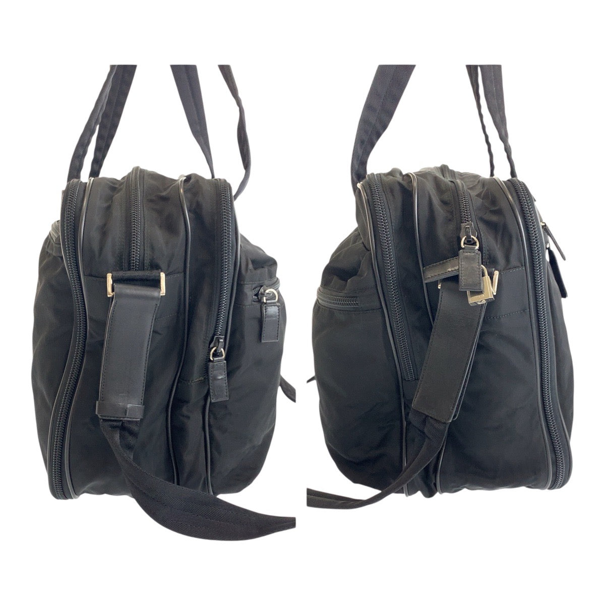 19539
PRADA プラダ テスート 三角ロゴプレート ブラック 黒 シルバー金具 ナイロン  ビジネスバッグ ショルダーバッグ ボストンバッグ  メンズ A62