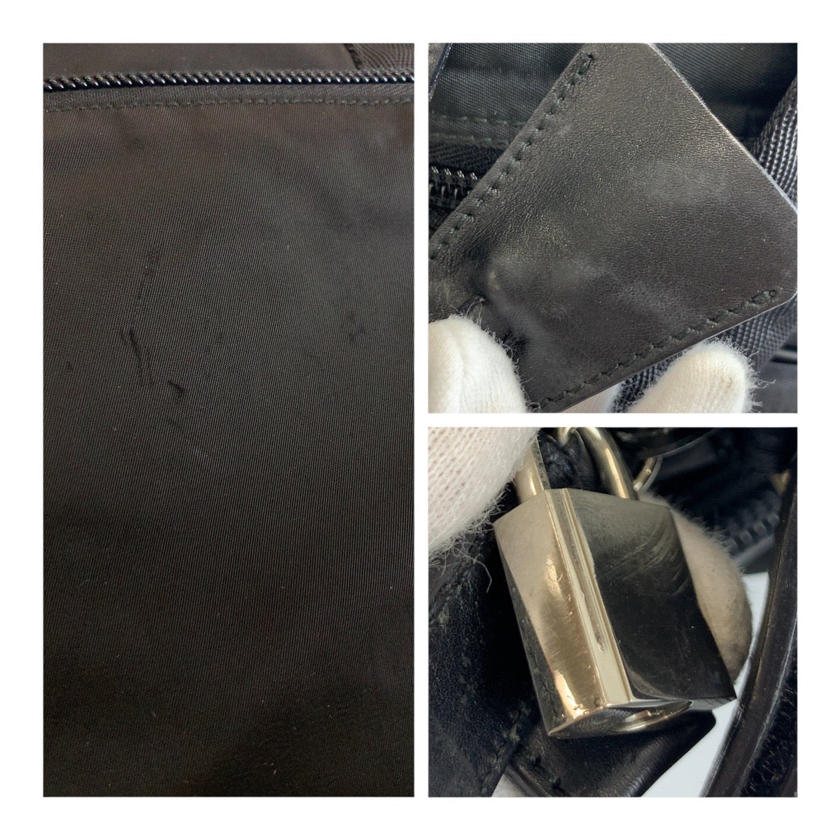 19539
PRADA プラダ テスート 三角ロゴプレート ブラック 黒 シルバー金具 ナイロン  ビジネスバッグ ショルダーバッグ ボストンバッグ  メンズ A62