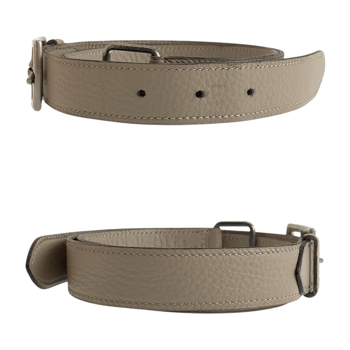 19542
HERMES エルメス エトリヴィエール ベージュ シルバー金具 トゴ ベルト □D刻印 メンズ AB59