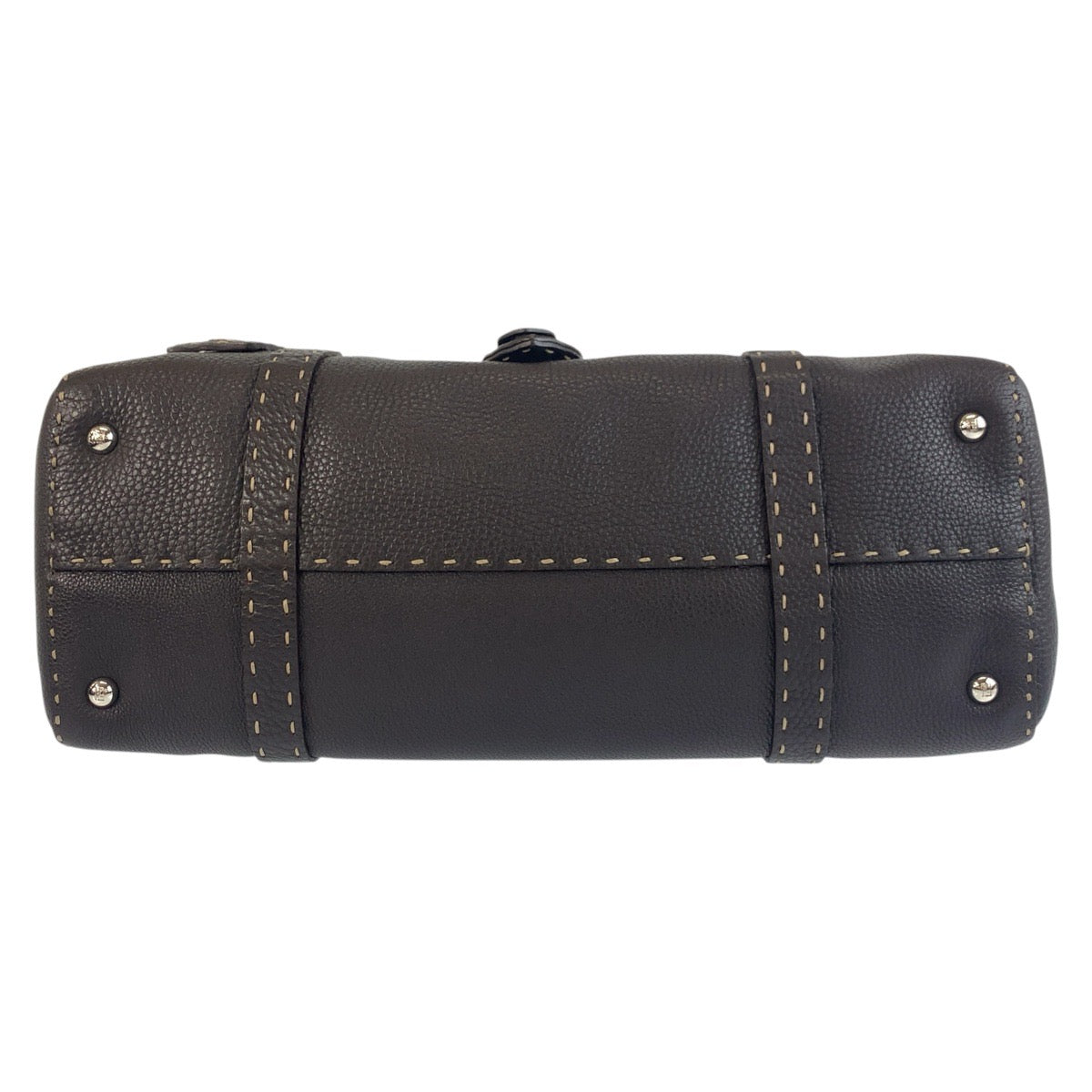 19544
FENDI フェンディ セレリア ブラウン シルバー金具 レザー N49-22-13533 ショルダーバッグ ハンドバッグ  レディース A52