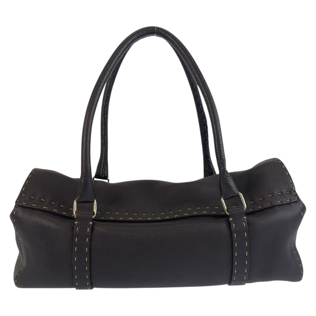 19544
FENDI フェンディ セレリア ブラウン シルバー金具 レザー N49-22-13533 ショルダーバッグ ハンドバッグ  レディース A52