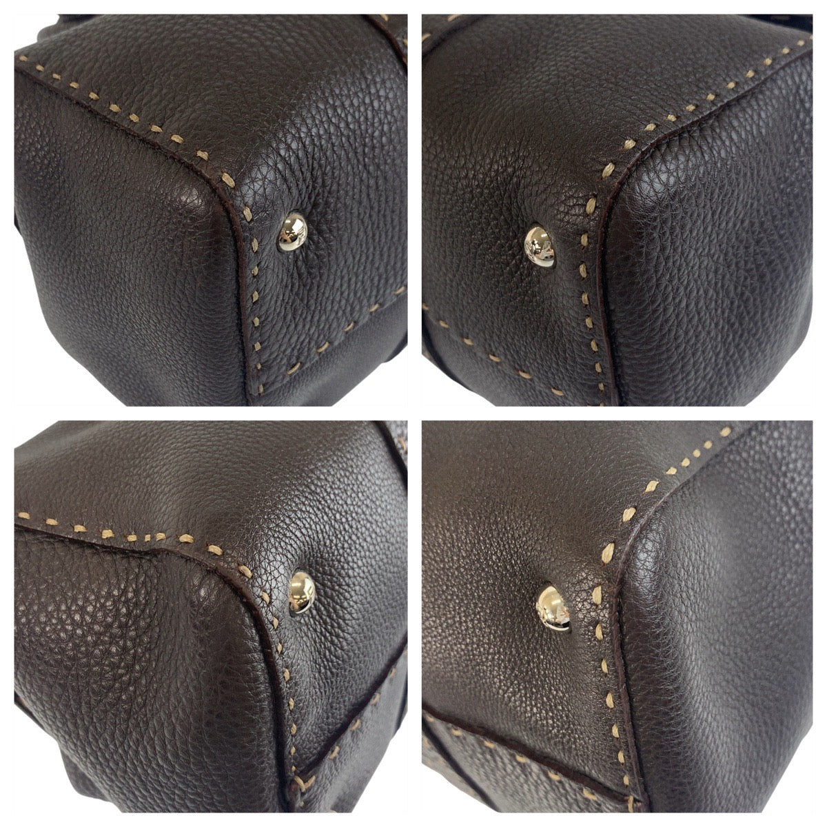 19544
FENDI フェンディ セレリア ブラウン シルバー金具 レザー N49-22-13533 ショルダーバッグ ハンドバッグ  レディース A52