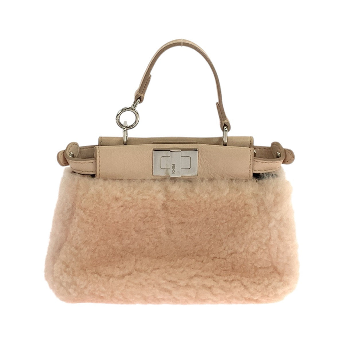 19546
FENDI フェンディ マイクロピーカブー ピンク ピンクベージュ シルバー金具 レザー / ムートン 8M0355 ショルダーバッグ ポシェット レディース ABP66