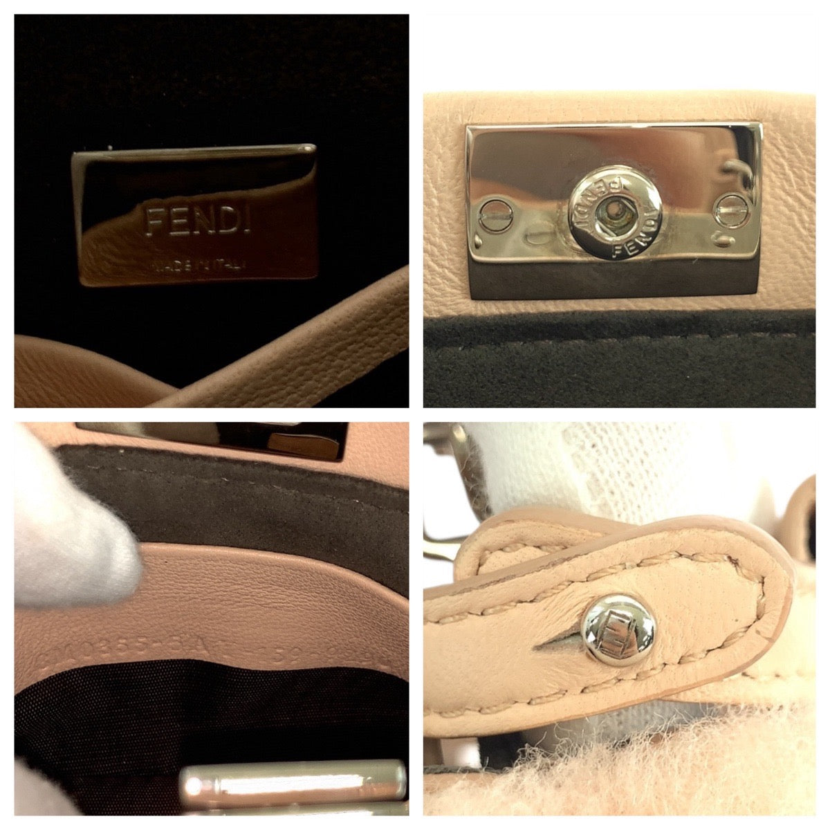 19546
FENDI フェンディ マイクロピーカブー ピンク ピンクベージュ シルバー金具 レザー / ムートン 8M0355 ショルダーバッグ ポシェット レディース ABP66