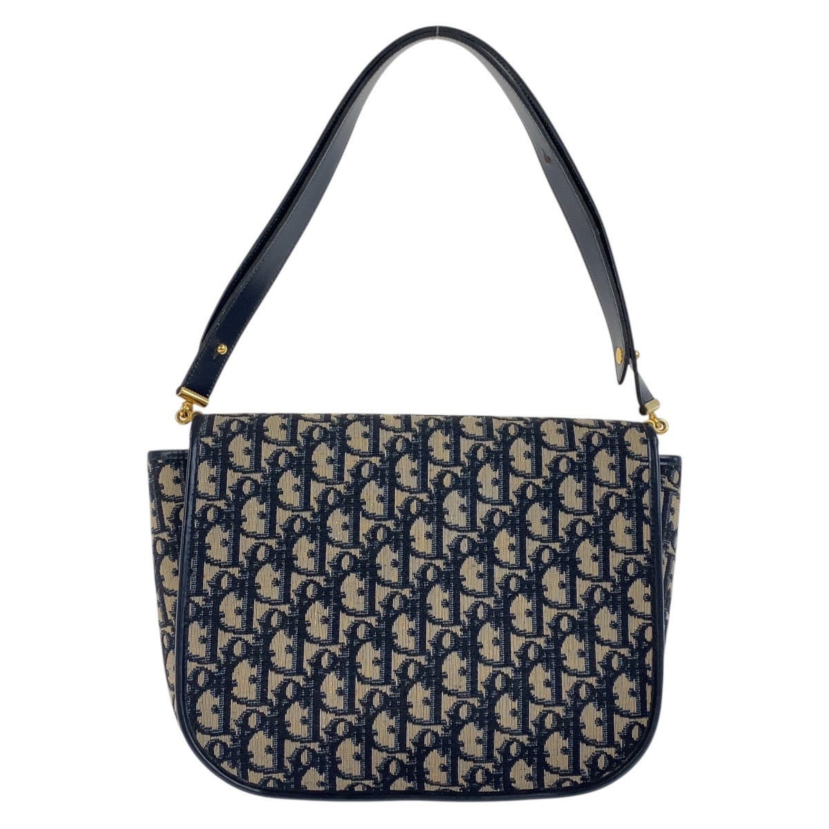 19547
Christian Dior クリスチャンディオール ヴィンテージ トロッター ネイビー ゴールド金具 キャンバス / レザー ショルダーバッグ  レディース A75