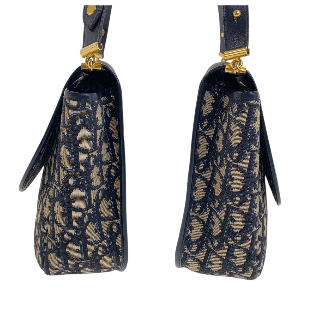 19547
Christian Dior クリスチャンディオール ヴィンテージ トロッター ネイビー ゴールド金具 キャンバス / レザー ショルダーバッグ  レディース A75