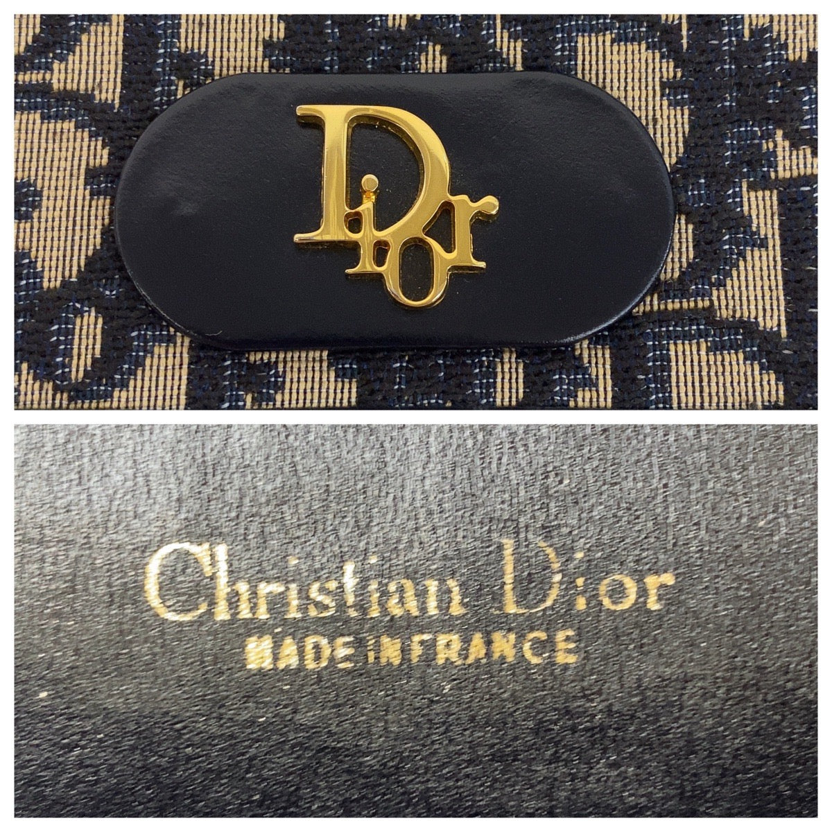 19547
Christian Dior クリスチャンディオール ヴィンテージ トロッター ネイビー ゴールド金具 キャンバス / レザー ショルダーバッグ  レディース A75