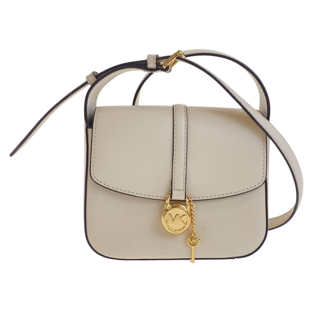19549
Michael Kors マイケルコース LYRA フラップ クロスボディ スモール ホワイト アイボリー ゴールド金具 レザー 35F4G1YC1L ショルダーバッグ ポシェット  レディース A17