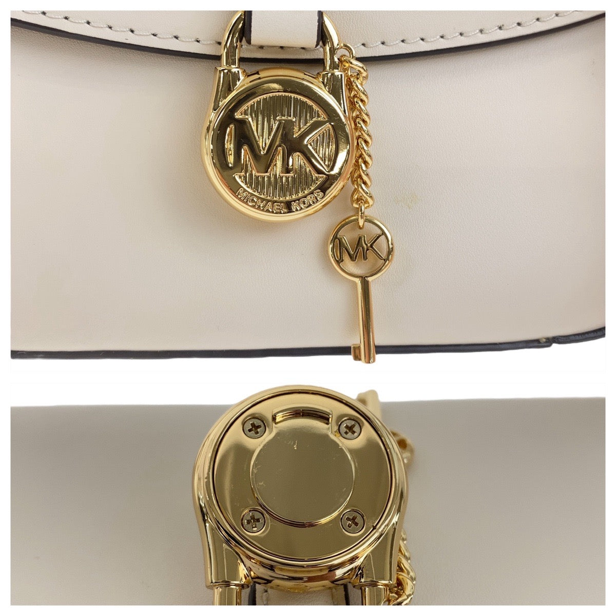 19549
Michael Kors マイケルコース LYRA フラップ クロスボディ スモール ホワイト アイボリー ゴールド金具 レザー 35F4G1YC1L ショルダーバッグ ポシェット  レディース A17