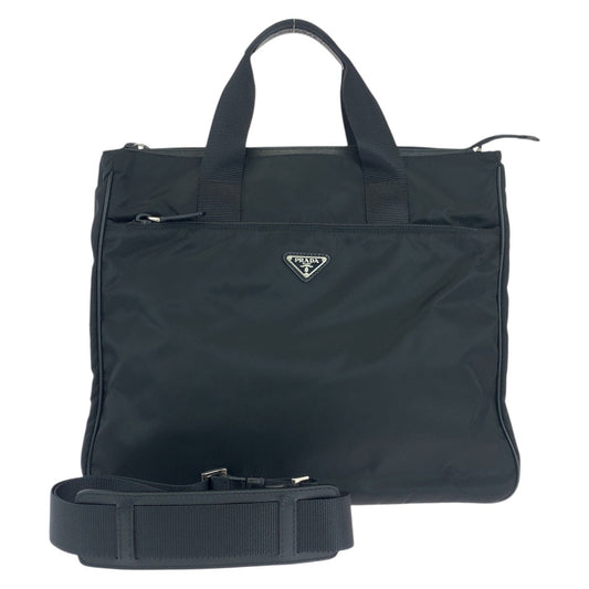 19552
PRADA プラダ テスート サフィアーノ ブラック 黒 シルバー金具 ナイロン / レザー  ビジネスバッグ ブリーフケース 2way  メンズ A75