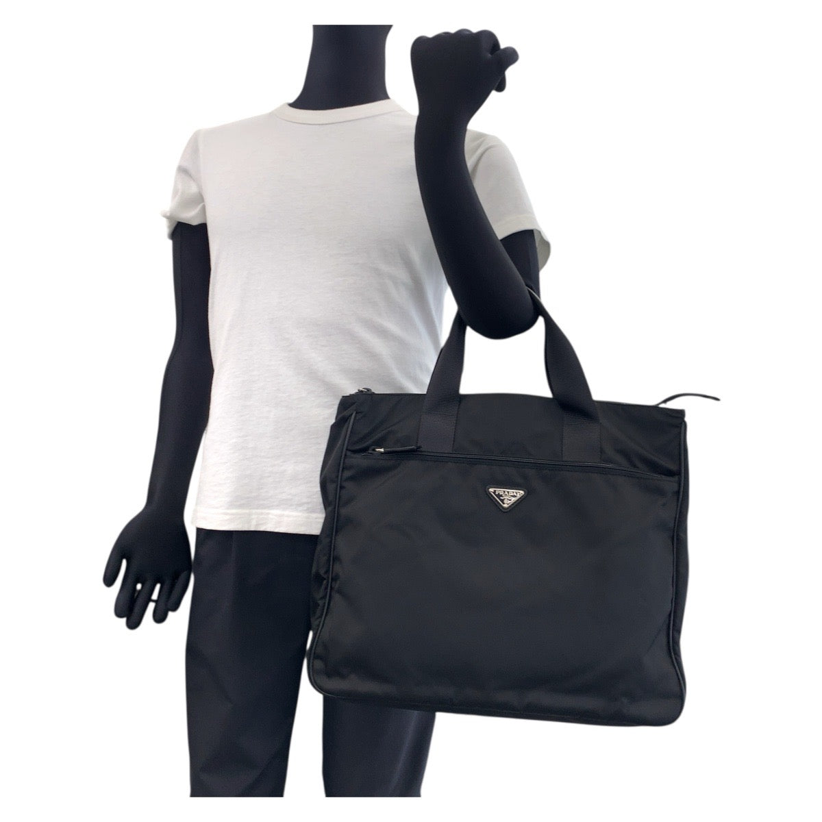 19552
PRADA プラダ テスート サフィアーノ ブラック 黒 シルバー金具 ナイロン / レザー  ビジネスバッグ ブリーフケース 2way  メンズ A75