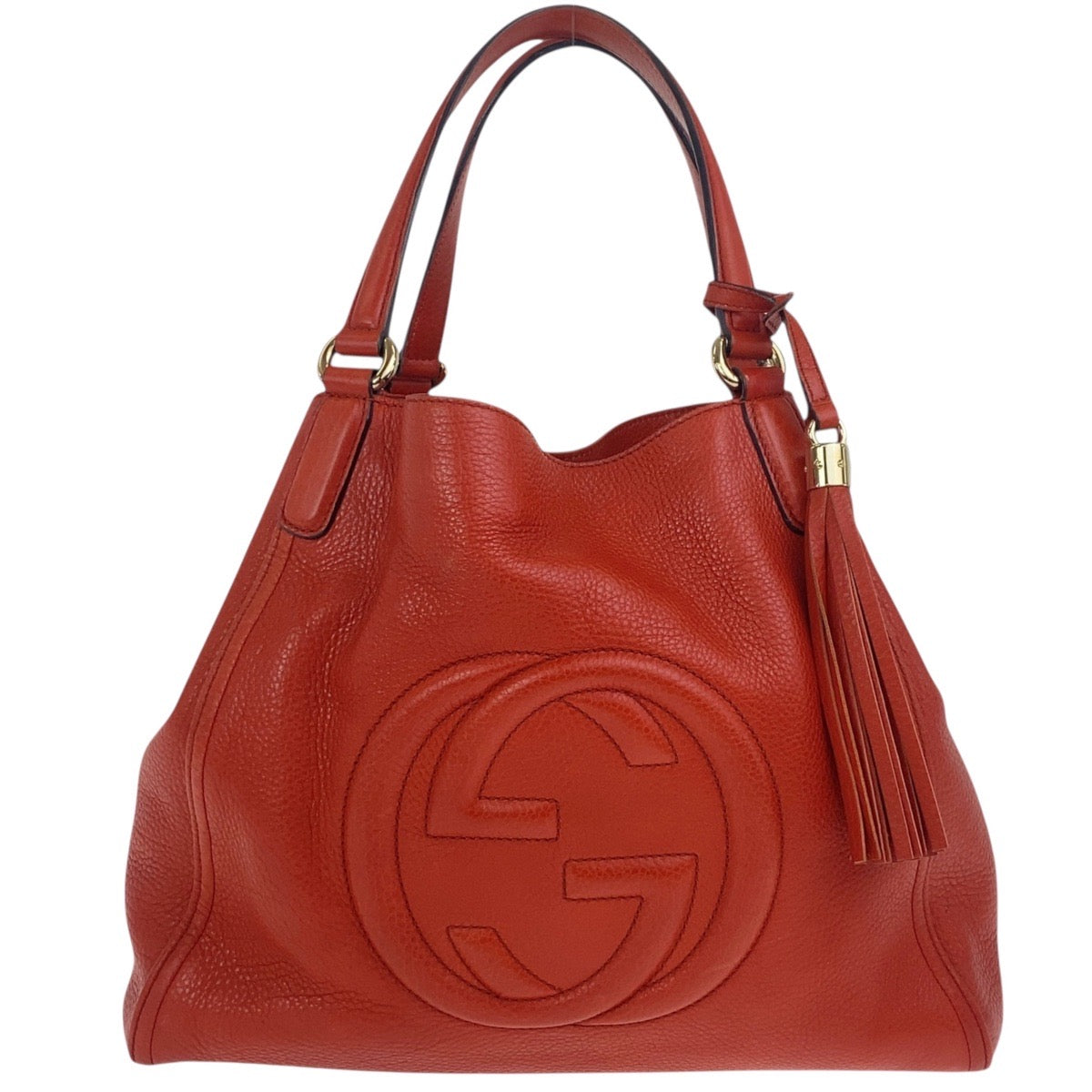 19553
GUCCI グッチ ソーホー レッド オレンジ ゴールド金具 レザー 282309 トートバッグ ショルダーバッグ  レディース AB50