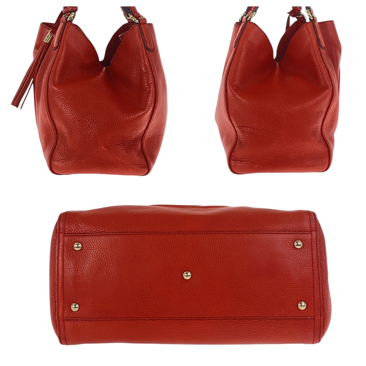 19553
GUCCI グッチ ソーホー レッド オレンジ ゴールド金具 レザー 282309 トートバッグ ショルダーバッグ  レディース AB50