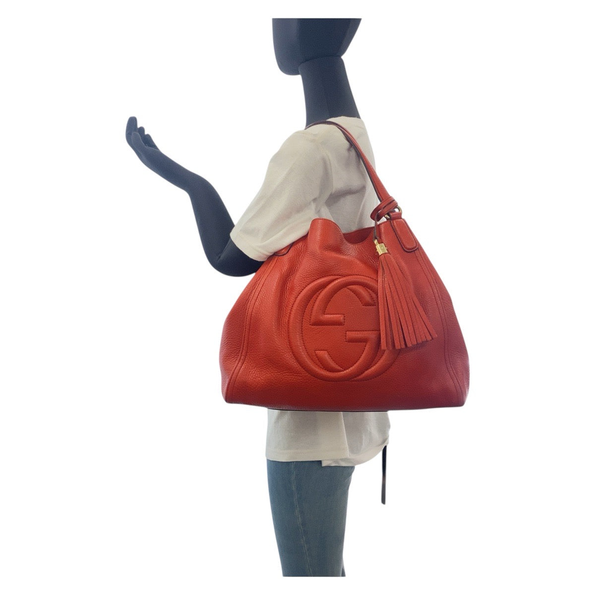 19553
GUCCI グッチ ソーホー レッド オレンジ ゴールド金具 レザー 282309 トートバッグ ショルダーバッグ  レディース AB50