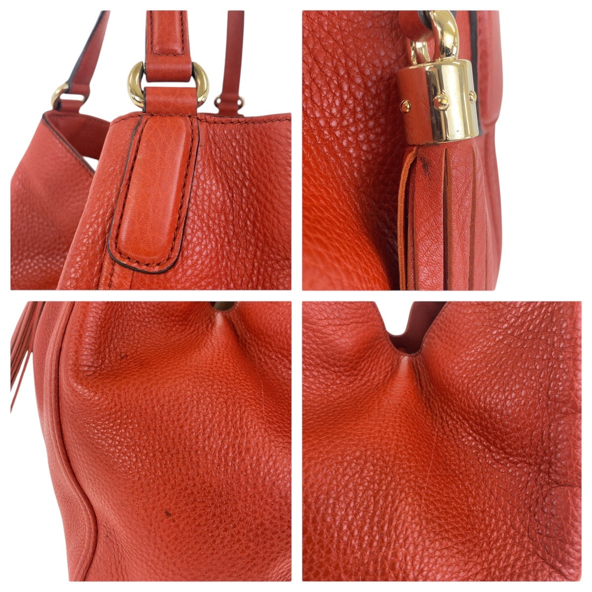 19553
GUCCI グッチ ソーホー レッド オレンジ ゴールド金具 レザー 282309 トートバッグ ショルダーバッグ  レディース AB50