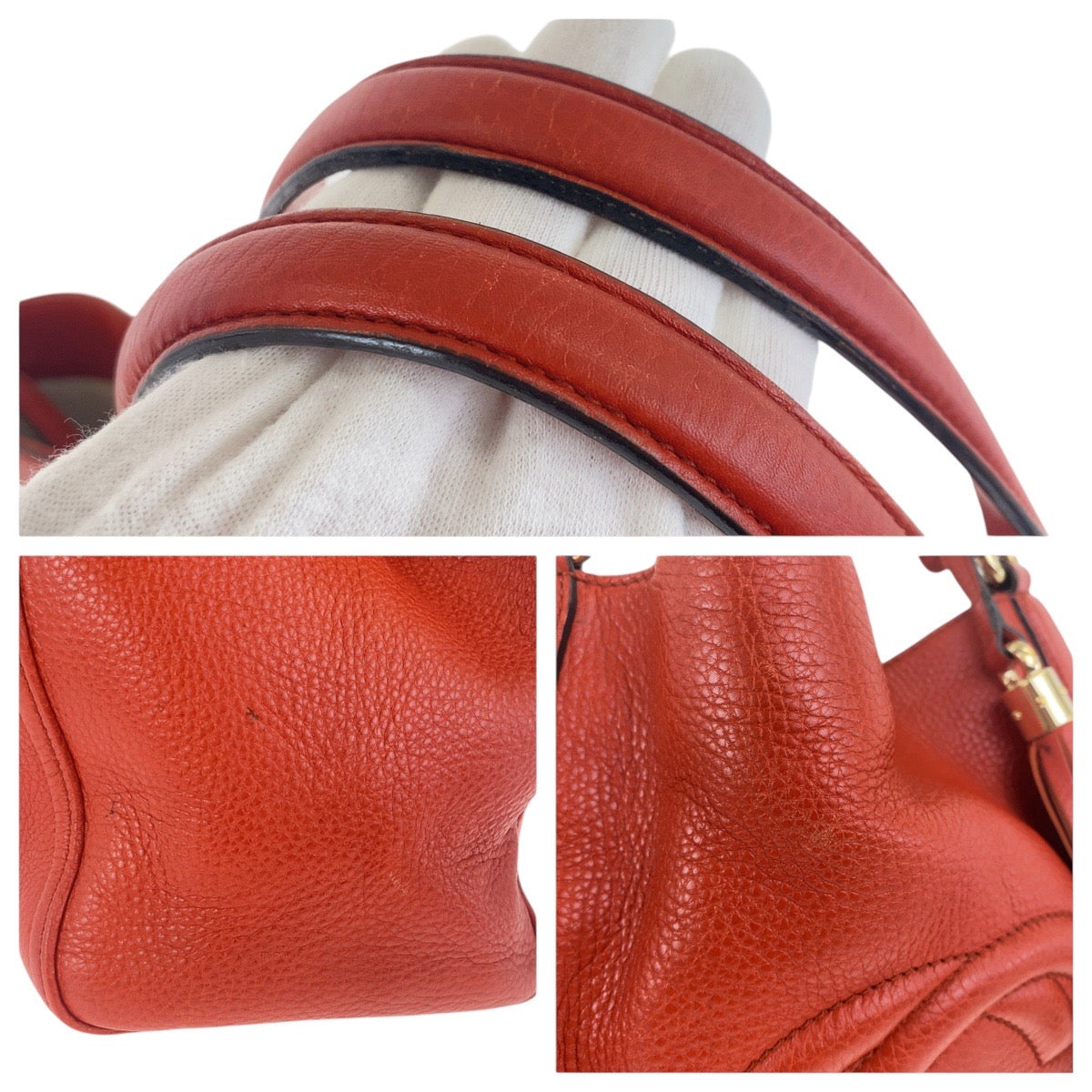 19553
GUCCI グッチ ソーホー レッド オレンジ ゴールド金具 レザー 282309 トートバッグ ショルダーバッグ  レディース AB50