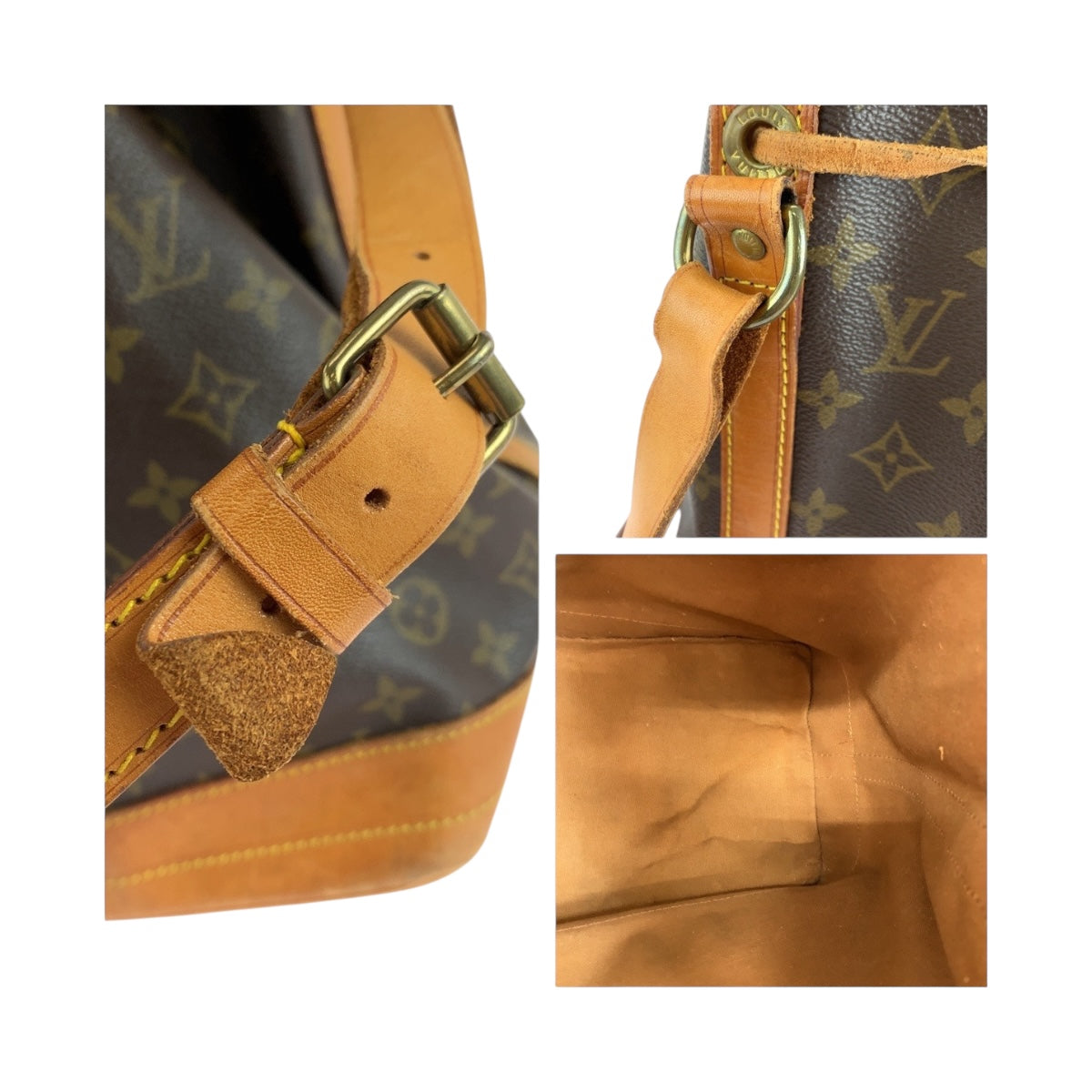 19554
LOUIS VUITTON ルイヴィトン モノグラム ノエ ブラウン ゴールド金具 PVC M42224 ショルダーバッグ 肩掛け  レディース AB