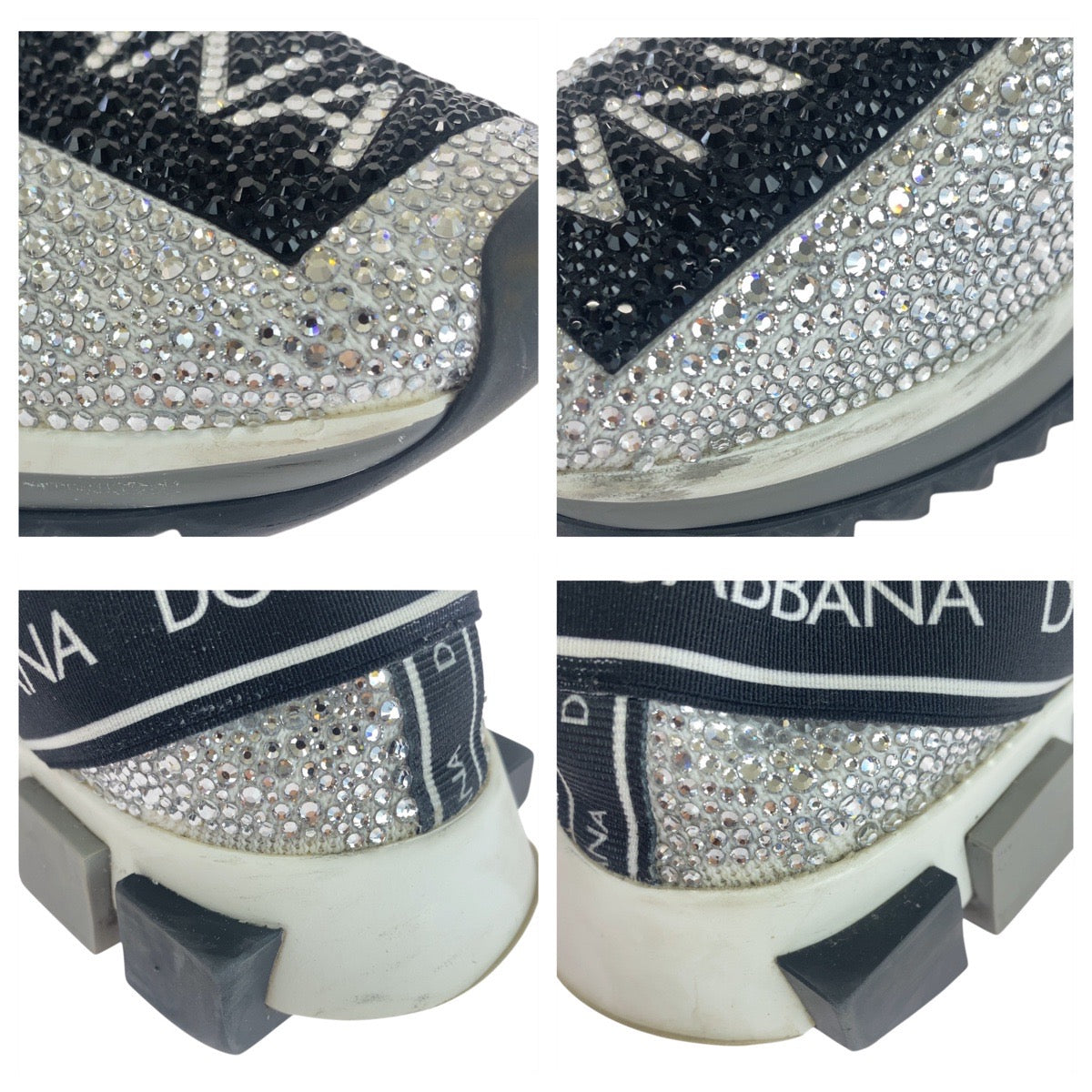 19558
DOLCE&GABBANA ドルチェアンドガッバーナ ソレント サイズ 38/24cm シルバー ブラック ファブリック / ラインストーン CK1644 スニーカー ローカット レディース ABP15