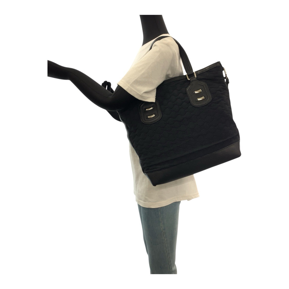 19560
GUCCI グッチ GGネオプレーン ブラック 黒 シルバー金具 レザー / ナイロン 241104 トートバッグ ショルダーバッグ レディース ABP38
