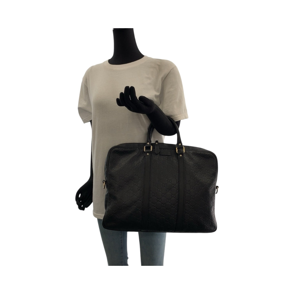 19562
GUCCI Guccissima Black Silver Hardware Leather 208463 Business Bag Shoulder Bag 2way Men's ABP59