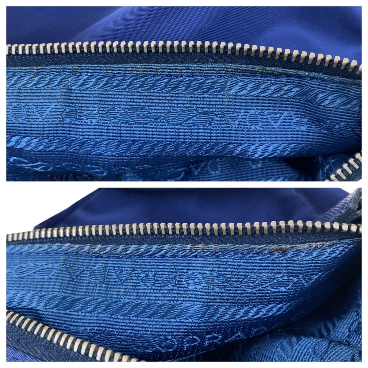 19563
PRADA プラダ テスート 三角ロゴプレート ブルー シルバー金具 ナイロン ハンドバッグ アクセサリーポーチ  レディース ABP41