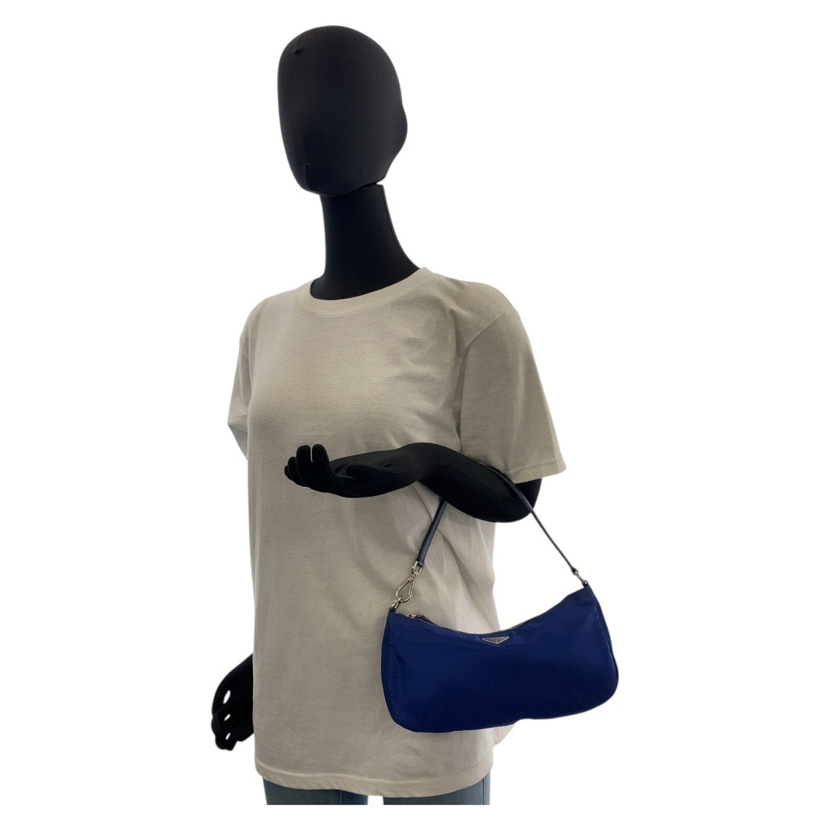 19563
PRADA プラダ テスート 三角ロゴプレート ブルー シルバー金具 ナイロン ハンドバッグ アクセサリーポーチ  レディース ABP41