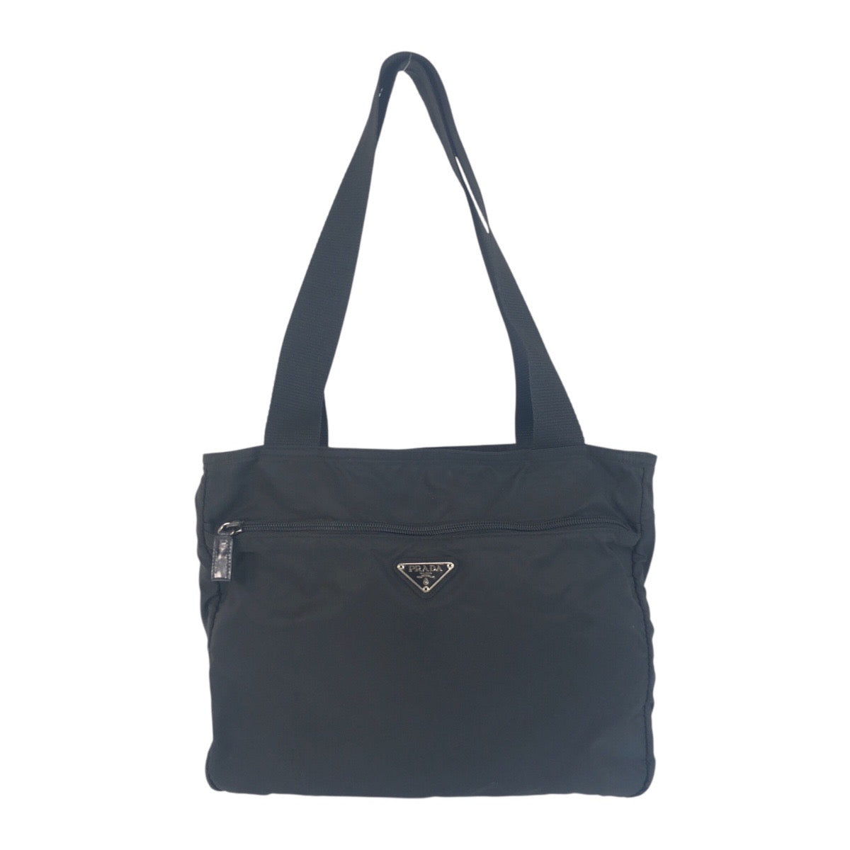 19564
PRADA プラダ テスート 三角ロゴプレート 男女兼用 ブラック 黒 シルバー金具 ナイロン トートバッグ ショルダーバッグ レディース AB29