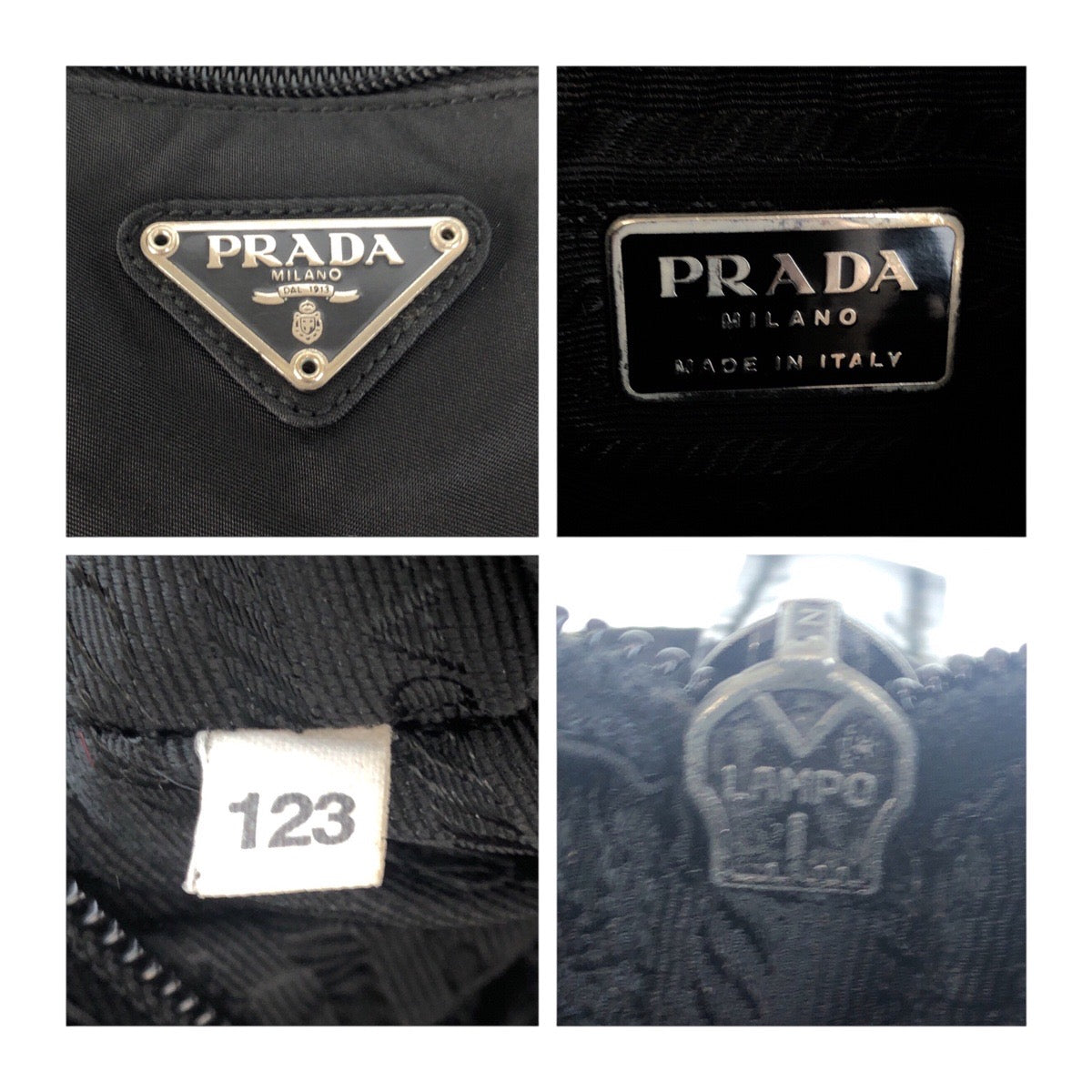19564
PRADA プラダ テスート 三角ロゴプレート 男女兼用 ブラック 黒 シルバー金具 ナイロン トートバッグ ショルダーバッグ レディース AB29