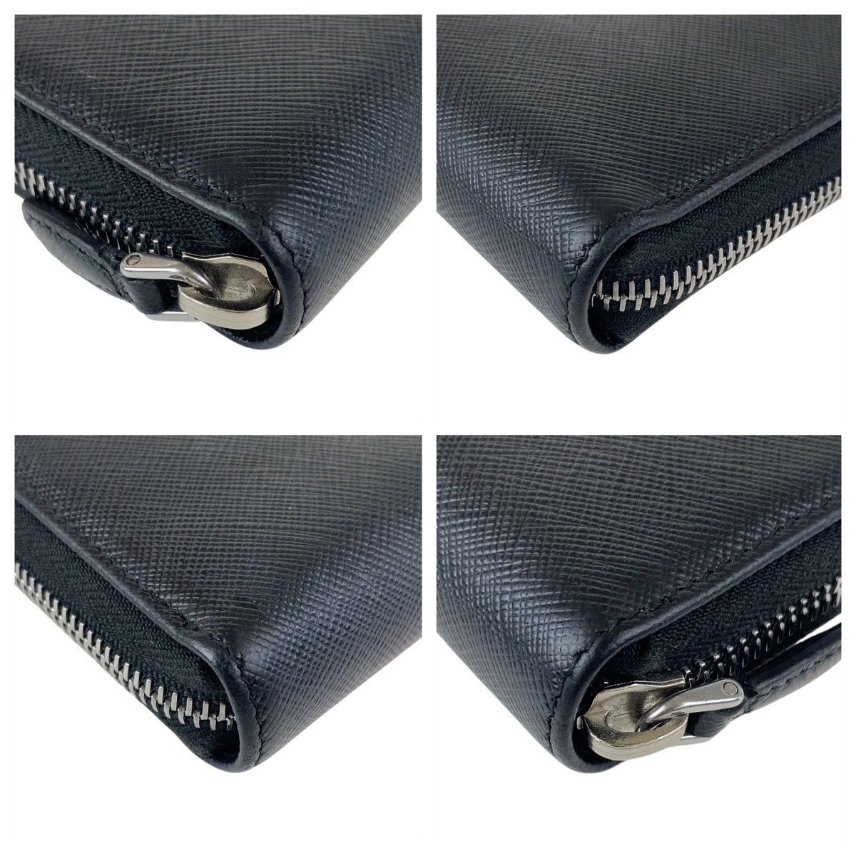 19569
PRADA プラダ サフィアーノ ロゴ ブラック 黒 シルバー金具 レザー 長財布 ロングウォレット  レディース ABP32