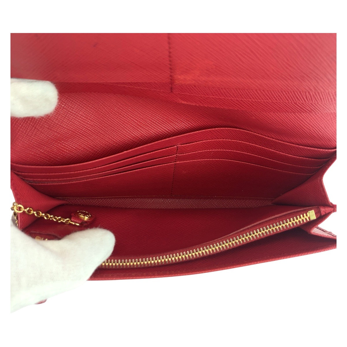 19570
PRADA プラダ サフィアーノ ロゴ パスケース付き レッド ゴールド金具 レザー 長財布 ロングウォレット  レディース ABP27