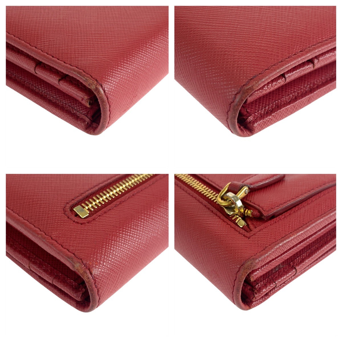 19570
PRADA プラダ サフィアーノ ロゴ パスケース付き レッド ゴールド金具 レザー 長財布 ロングウォレット  レディース ABP27