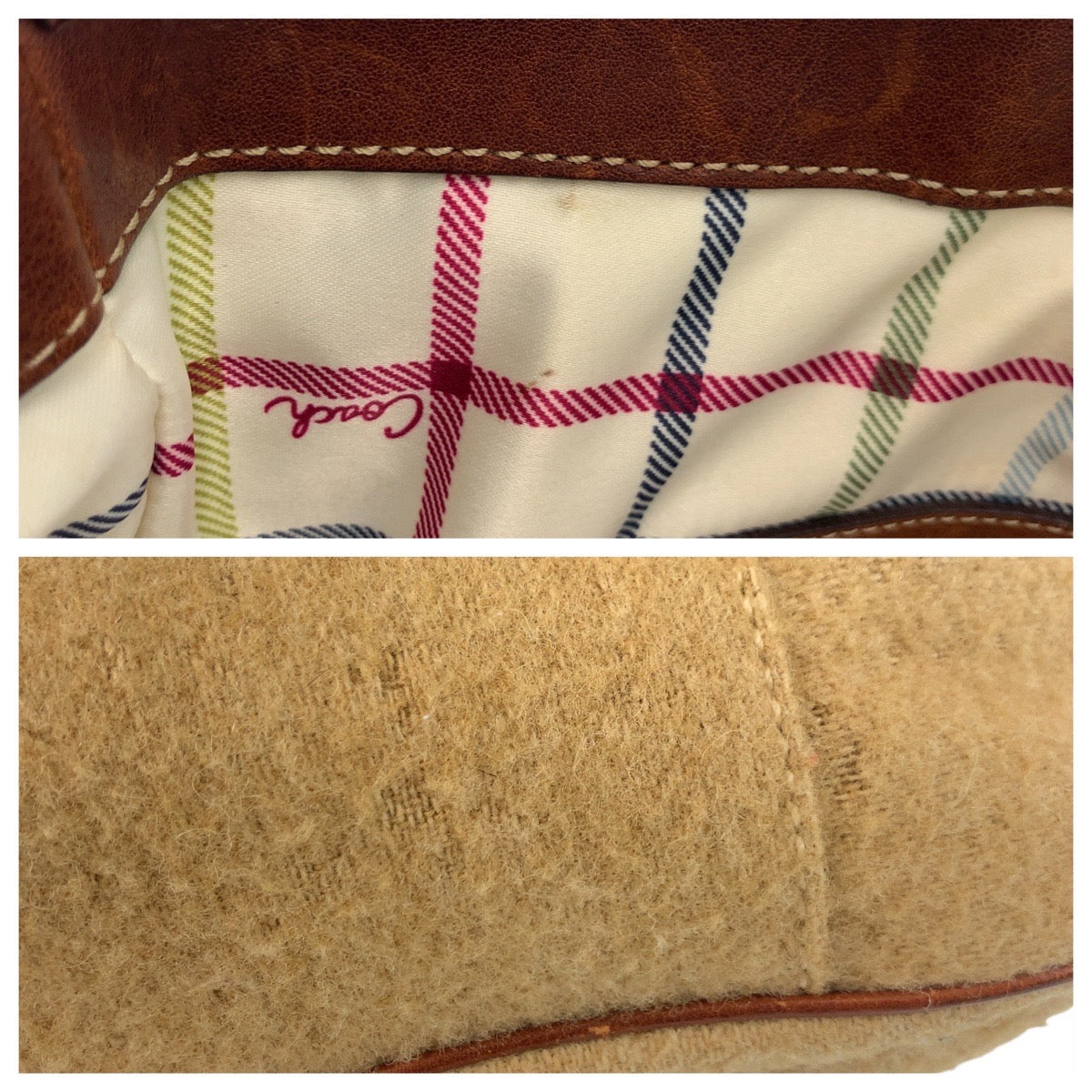 19574
COACH コーチ キャリッジ ベージュ ブラウン ウール / レザー G0769 トートバッグ ショルダーバッグ  レディース AB10