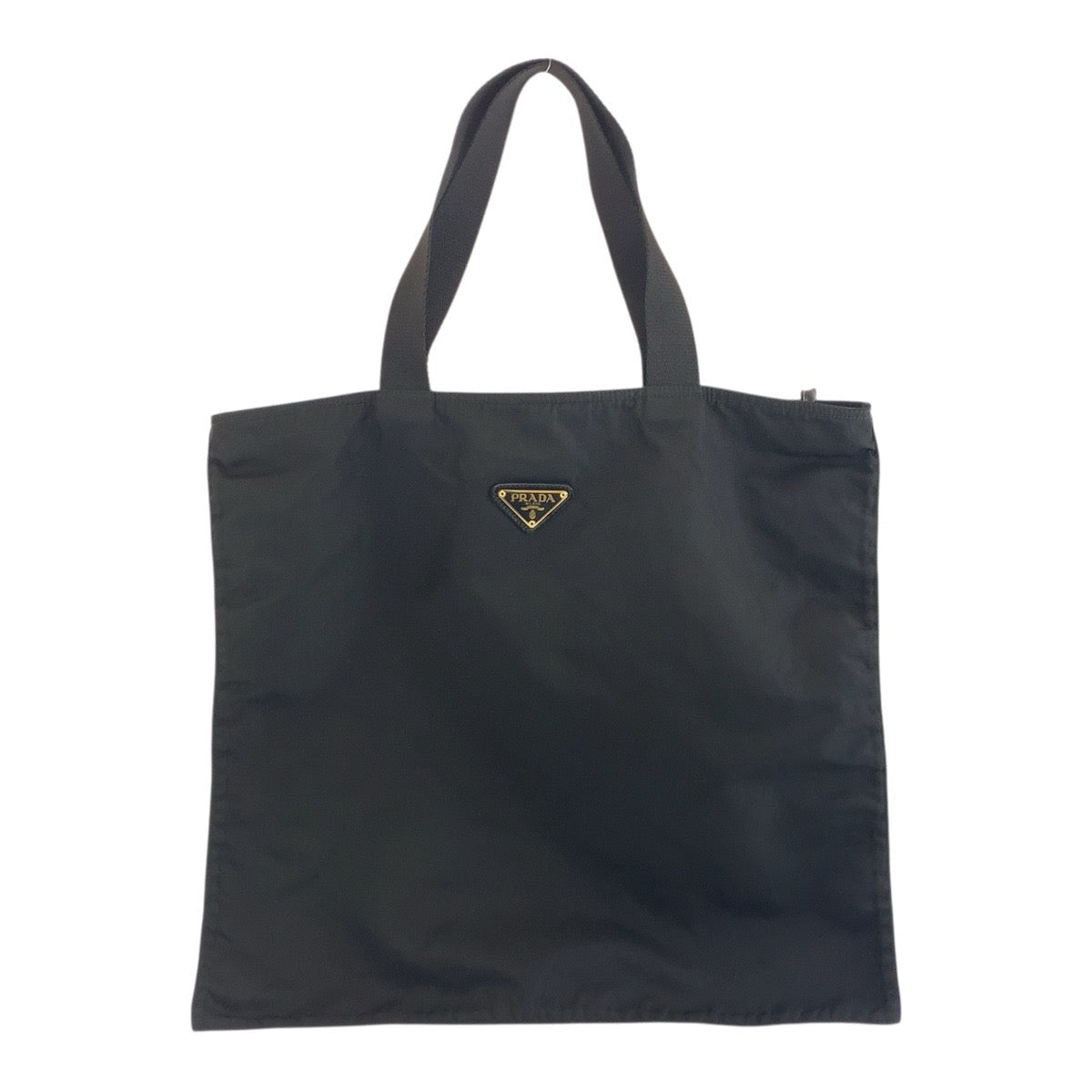 19578
PRADA Tessuto Triangle Logo Plate Black Gold Hardware Nylon Tote Bag Handbag Ladies ABP31